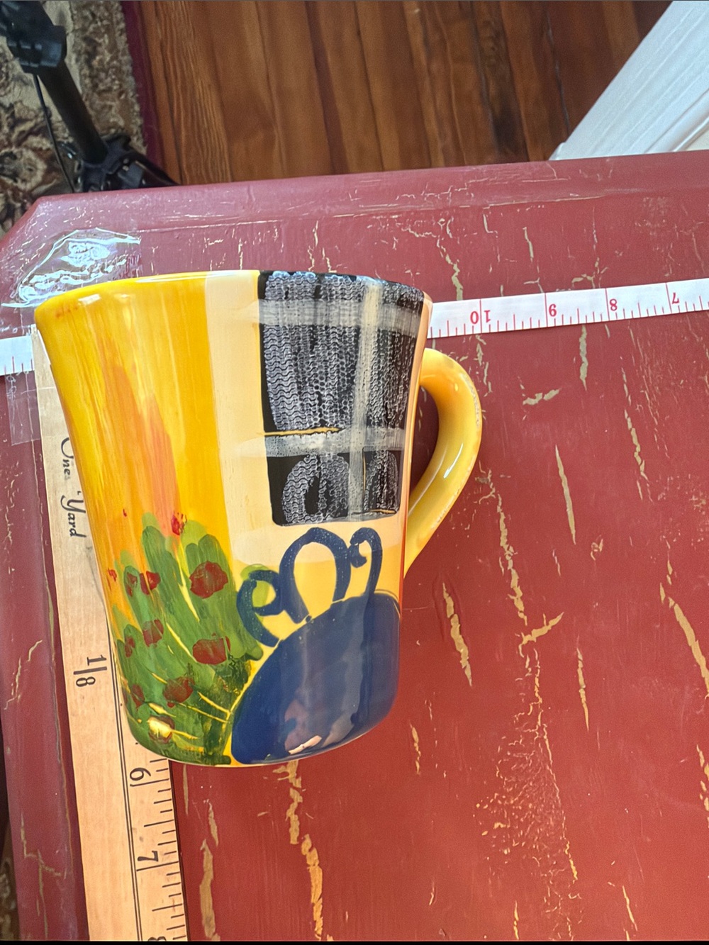 Vietri Solimene Yellow Blue Hand-Painted Ceramic Mug